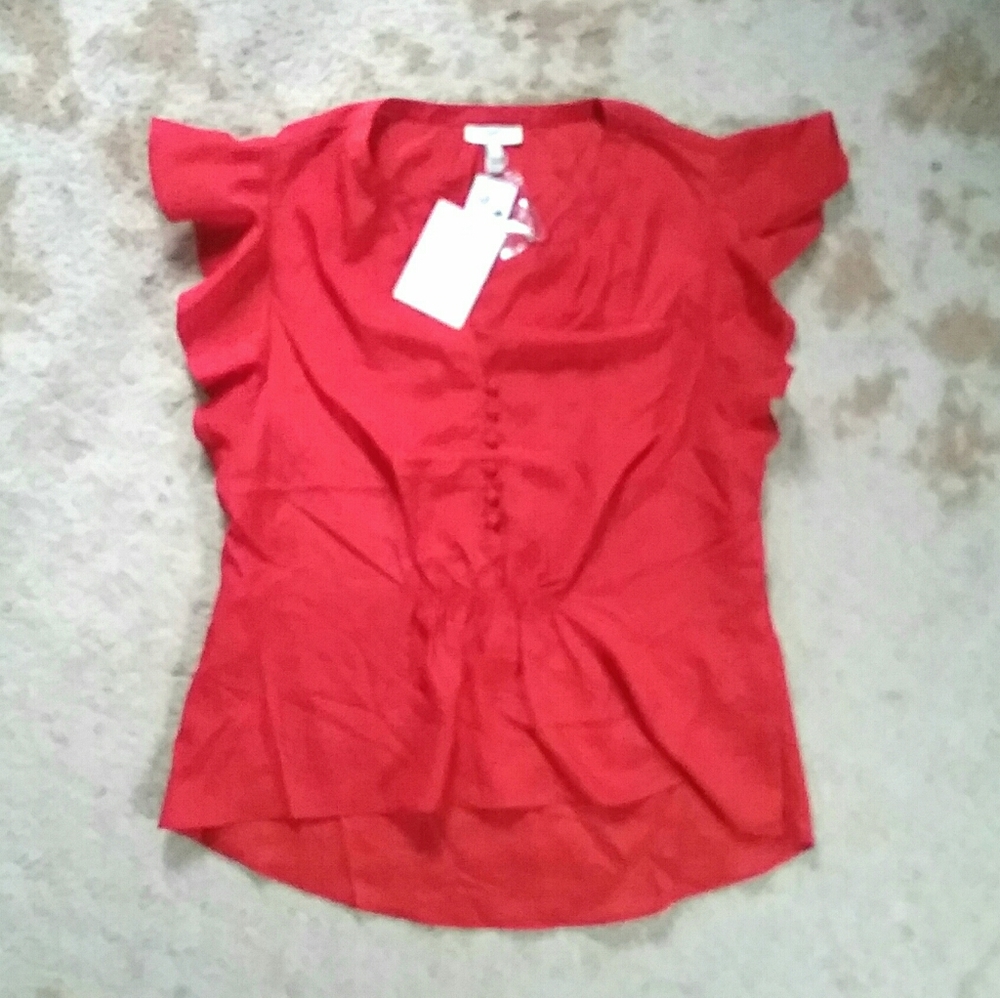 NWT JOIE | flowy red peplum top | ruffle sleeve XS